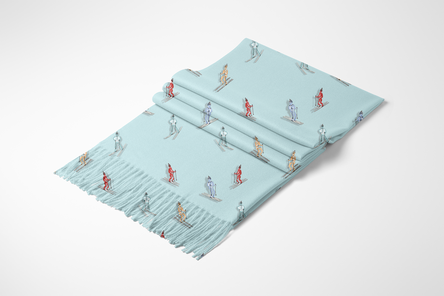 Reversible Cashmere-Feel Skiing Striped Blanket Scarf